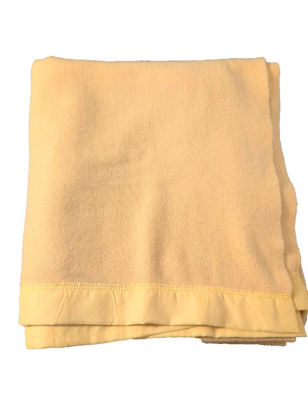 Vintage Kenwood Ramcrest Virgin Wool Queen Blanket 84x90" Gold Yellow Canada GUC